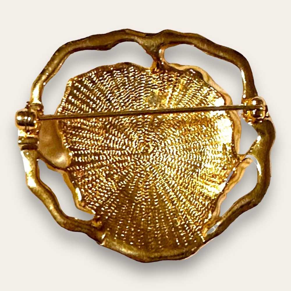 Other Avon's Full Bloom Golden Enameled Pansy Pin… - image 3