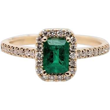 Colombian Emerald Ring w Earth Mined Diamonds in … - image 1