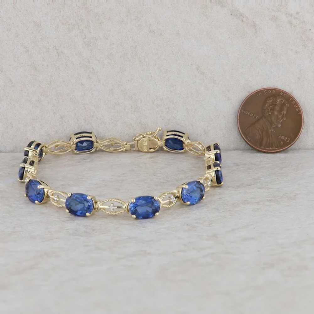 10k Yellow Gold Lab Grown Synthetic Sapphire Brac… - image 4