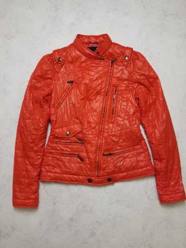 Just Cavalli Y2K Biker Slim Puffer Red Jacket