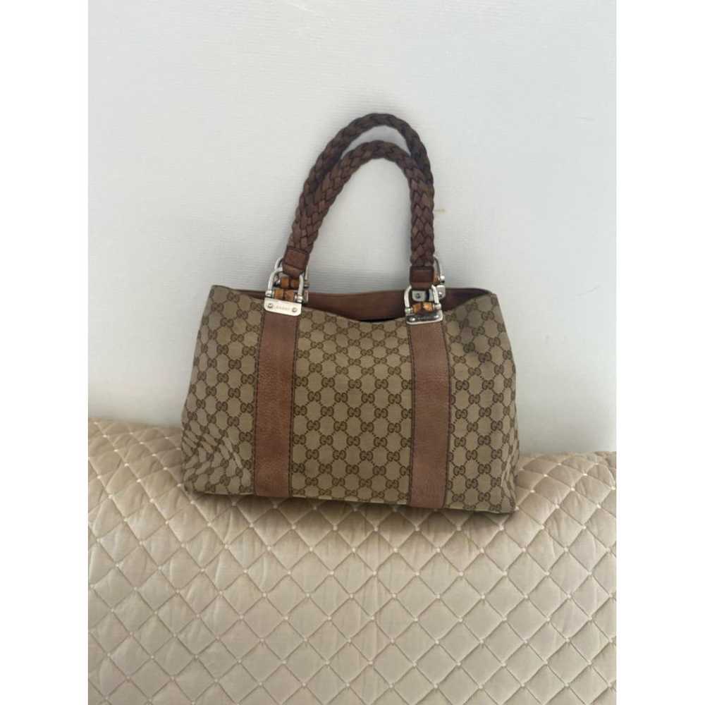 Gucci Vintage Bamboo cloth handbag - image 2