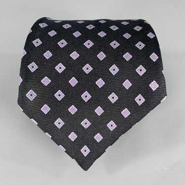 Kiton Black Purple Diamond Silk Tie - image 1