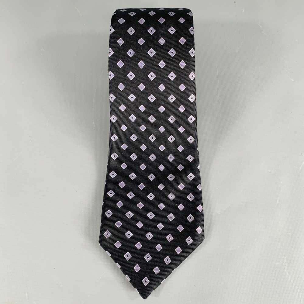 Kiton Black Purple Diamond Silk Tie - image 3