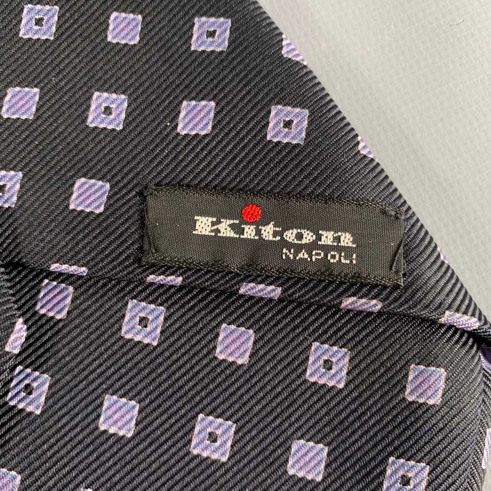 Kiton Black Purple Diamond Silk Tie - image 4