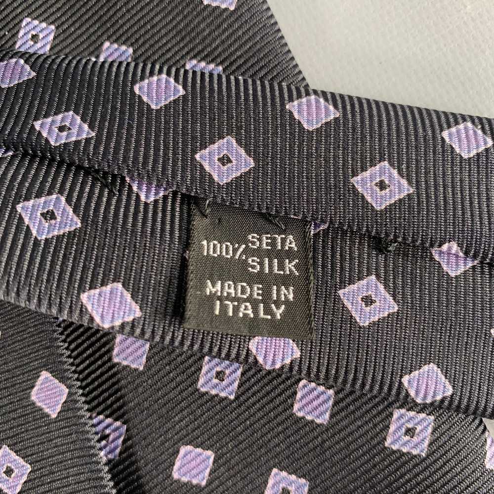 Kiton Black Purple Diamond Silk Tie - image 5