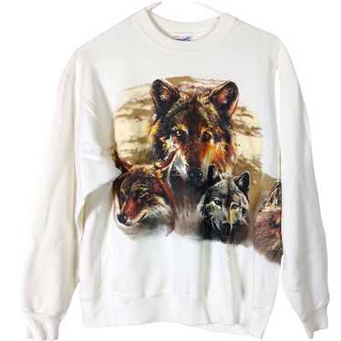 Hanes Wolves Sweatshirt 90s Vintage Mega Print Wr… - image 1