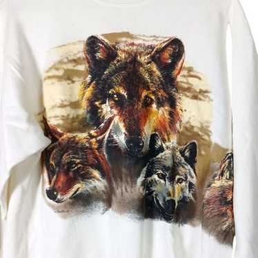 Hanes Vintage 90s Wolf Pack Graphic Sweatshirt Wo… - image 1