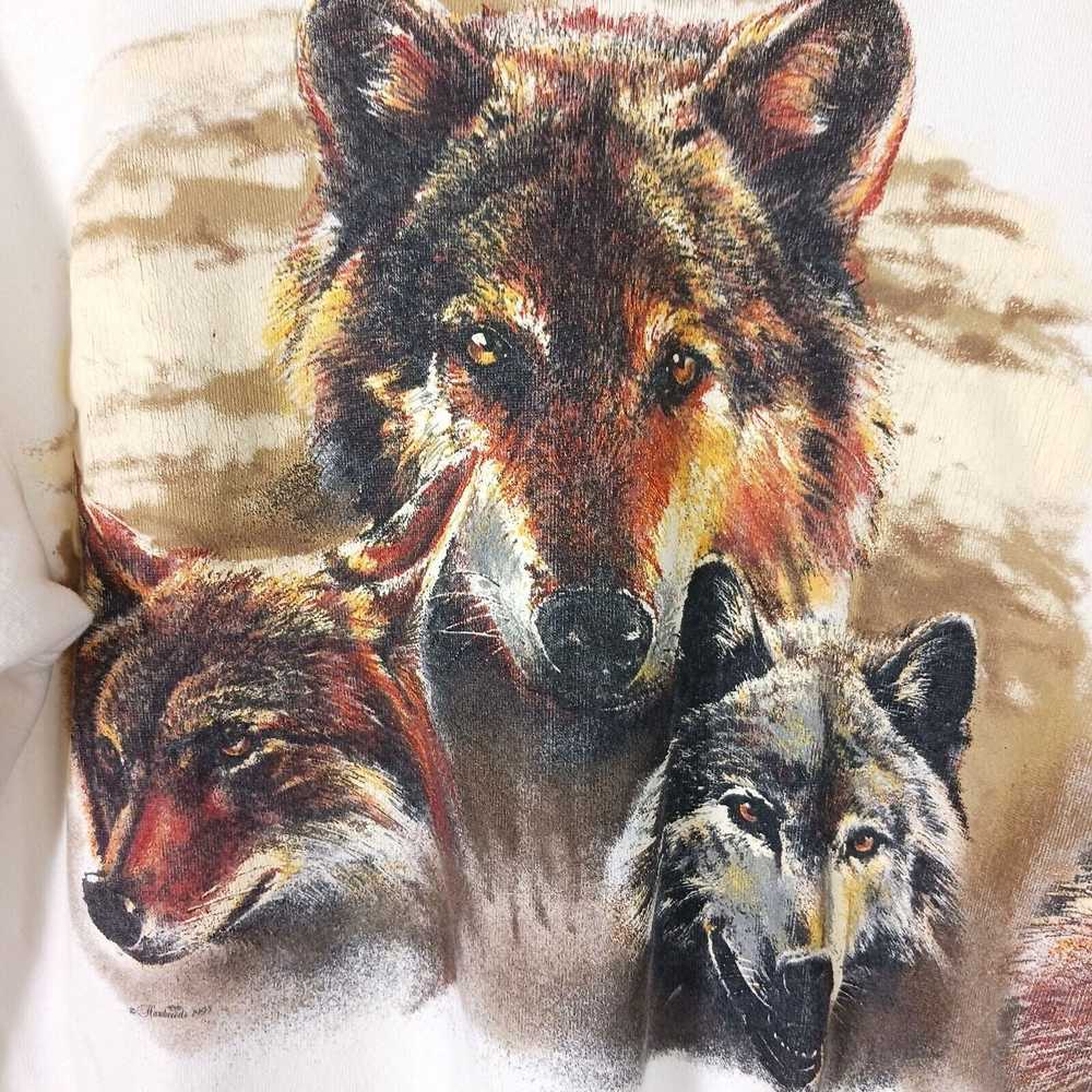 Hanes Wolves Sweatshirt 90s Vintage Mega Print Wr… - image 4