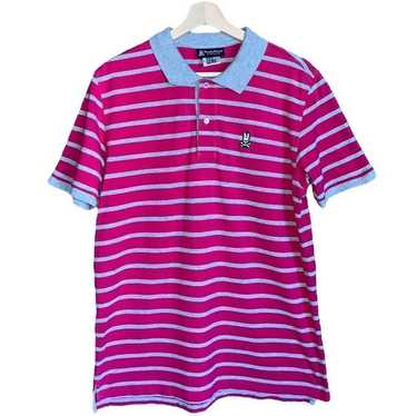 Psycho Bunny PSYCHO BUNNY PINK & GREY STRIPED POLO