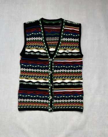 COOGI Wool Waistcoat Vest Sweater Size L Multicolor Knit outlets Vintage EUC