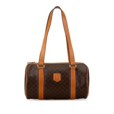 Brown Celine Macadam Coated Canvas Boston Bag