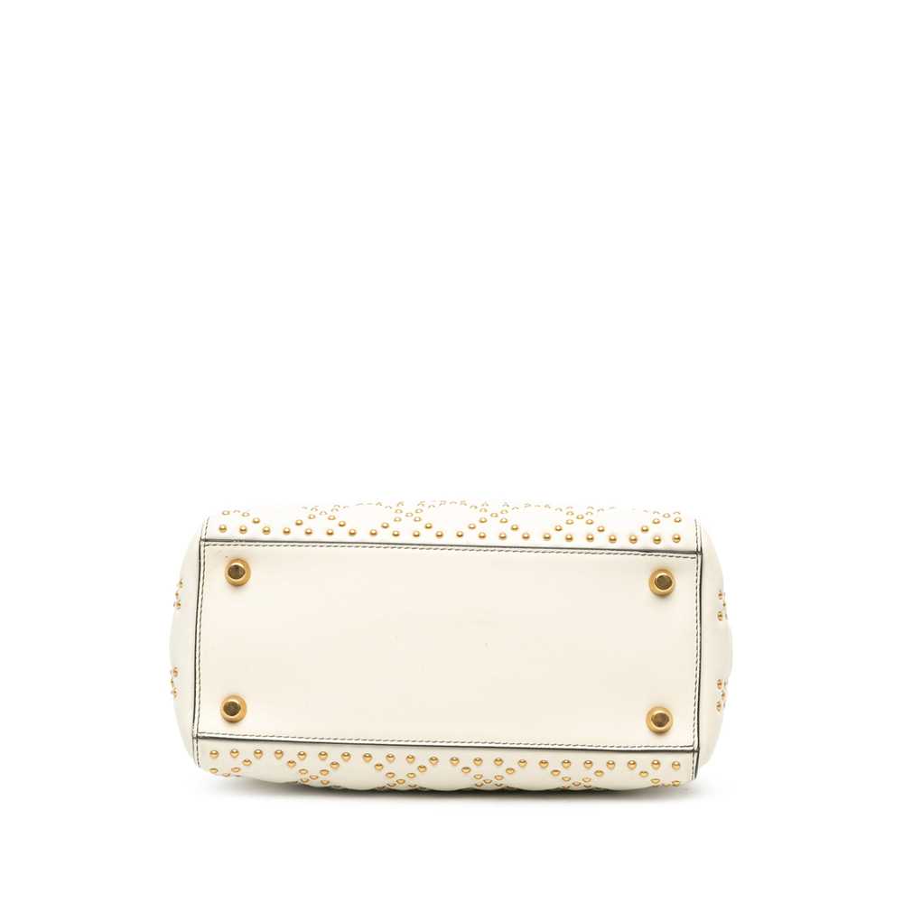 White Dior Medium Lambskin Cannage Studded Supple… - image 3