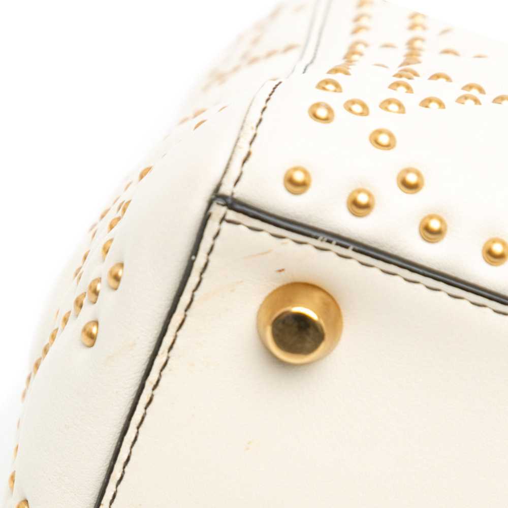 White Dior Medium Lambskin Cannage Studded Supple… - image 7