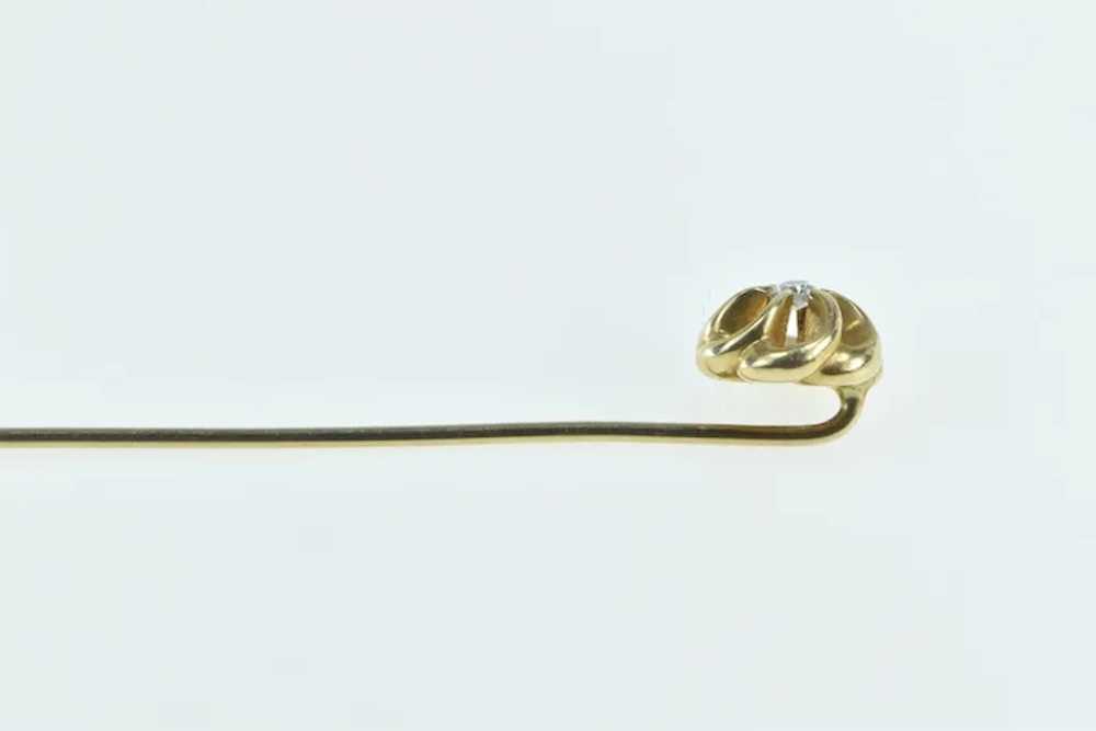 14K Diamond Inset Twist Spiral Vintage Stick Pin … - image 3