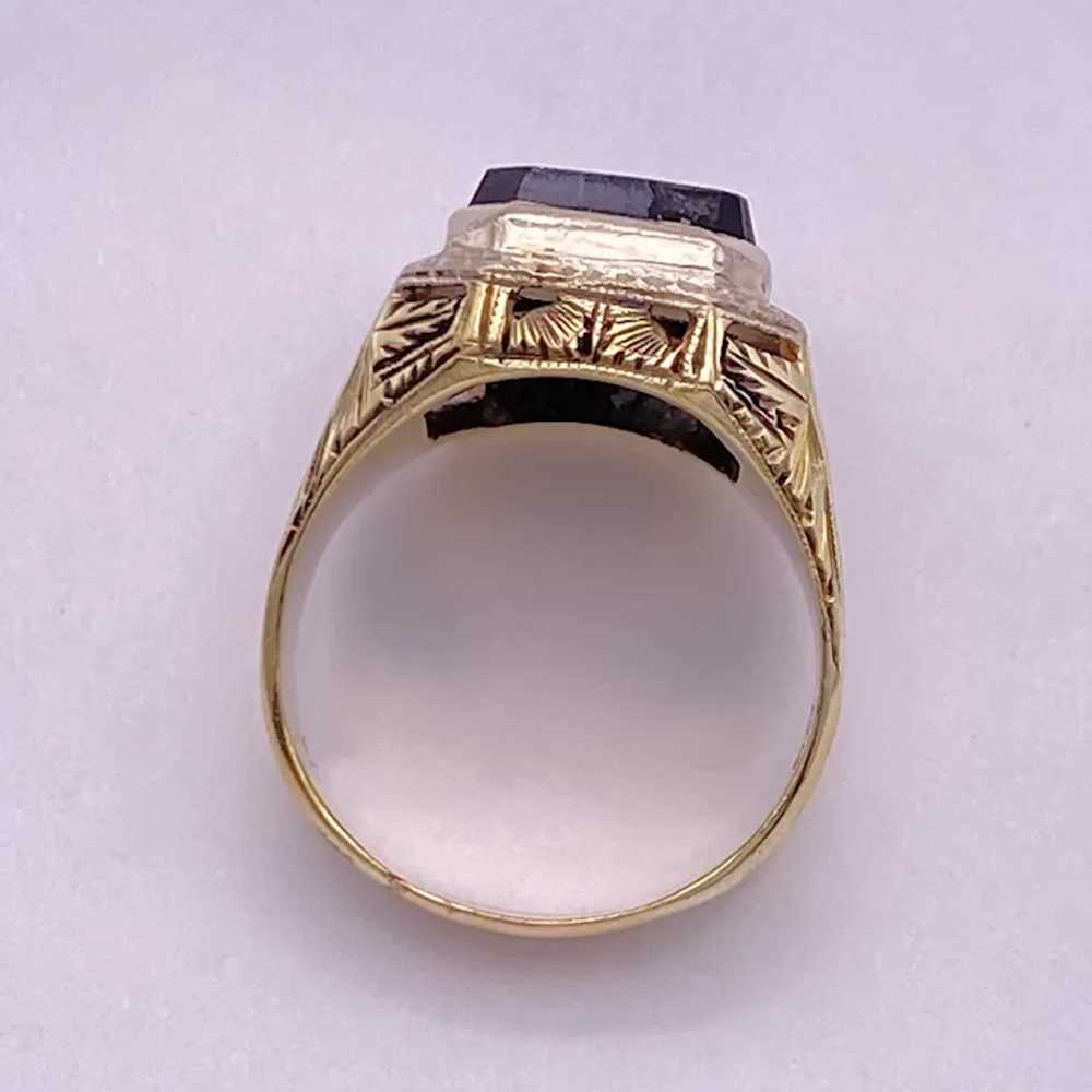 Onyx Vintage Ring 14K Two-Tone Gold Hand Pierced … - image 6