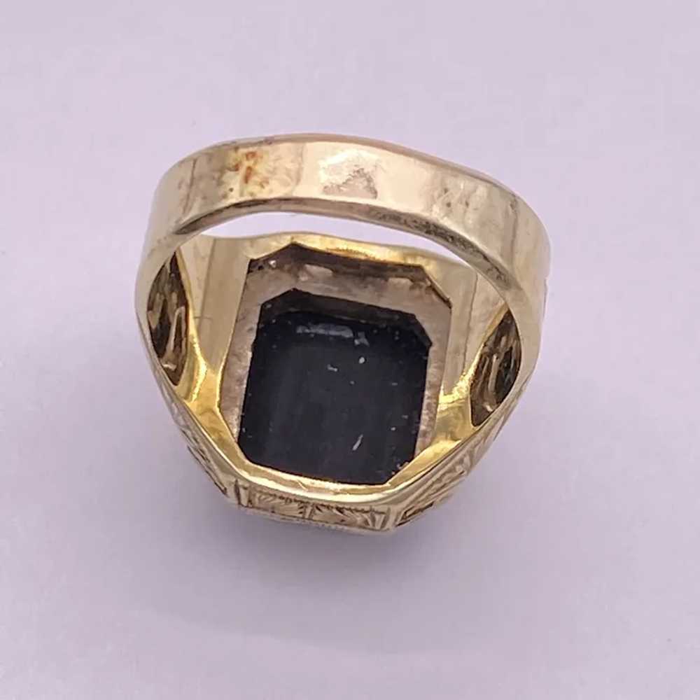 Onyx Vintage Ring 14K Two-Tone Gold Hand Pierced … - image 7