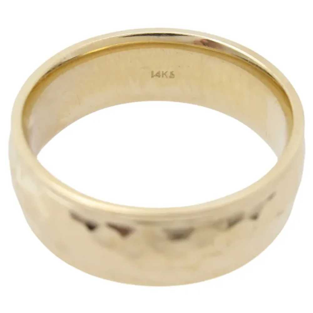 Hammered Men’s Comfort Fit Band Ring 14K Yellow G… - image 2