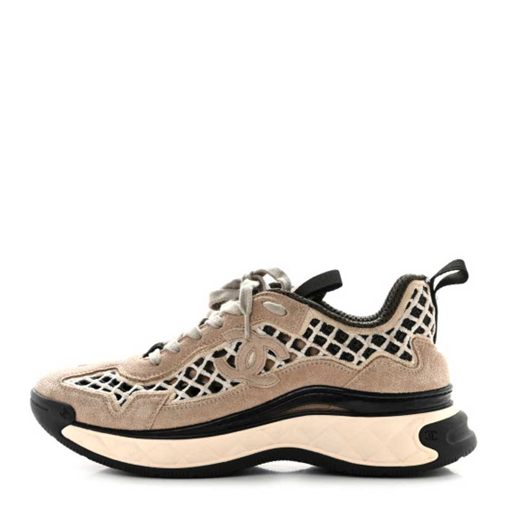 CHANEL Suede Calfskin Embroidered CC Sneakers 38.… - image 1