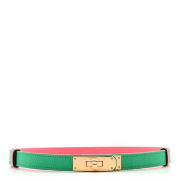 HERMES Toile Officier Epsom Kelly Belt Menthe Ros… - image 1