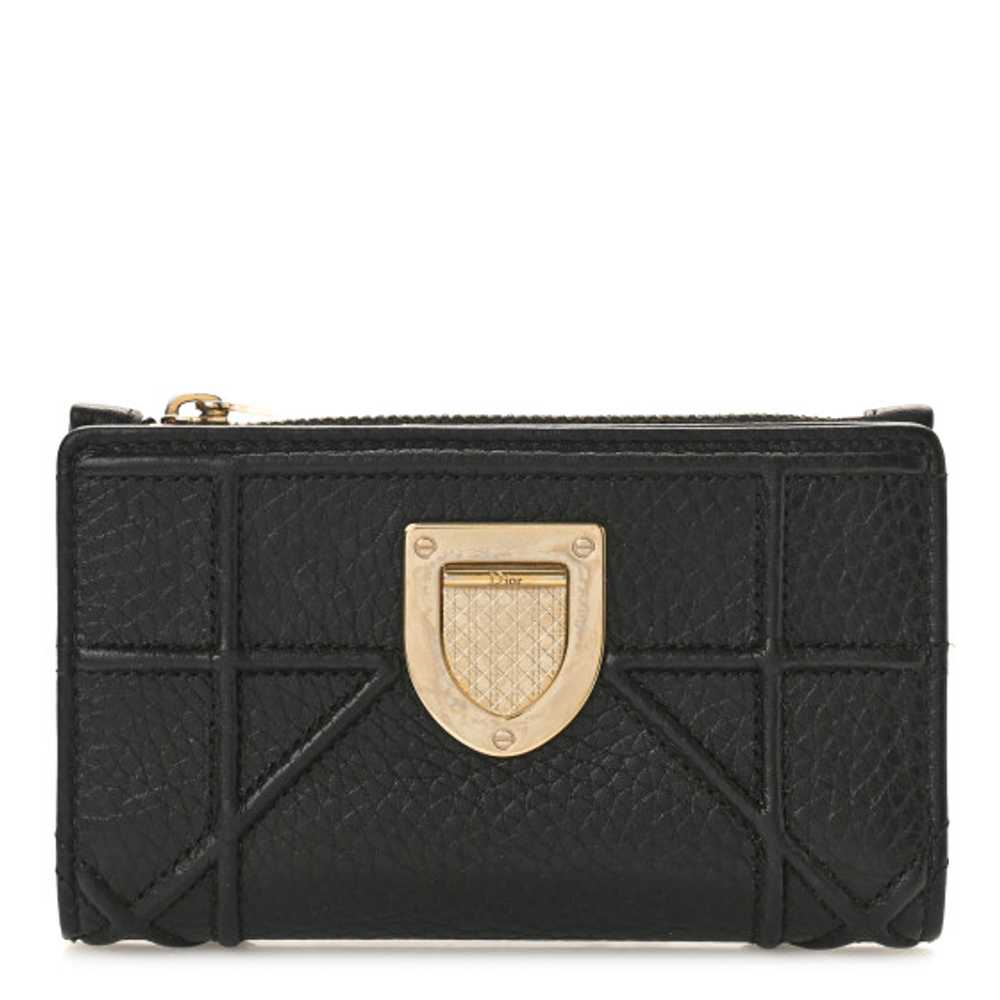 CHRISTIAN DIOR Calfskin Cannage Diorama Wallet Bl… - image 1