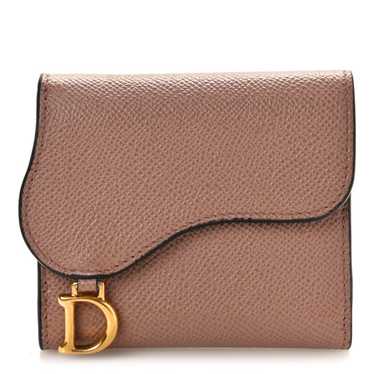 CHRISTIAN DIOR Grained Calfskin Saddle Lotus Walle