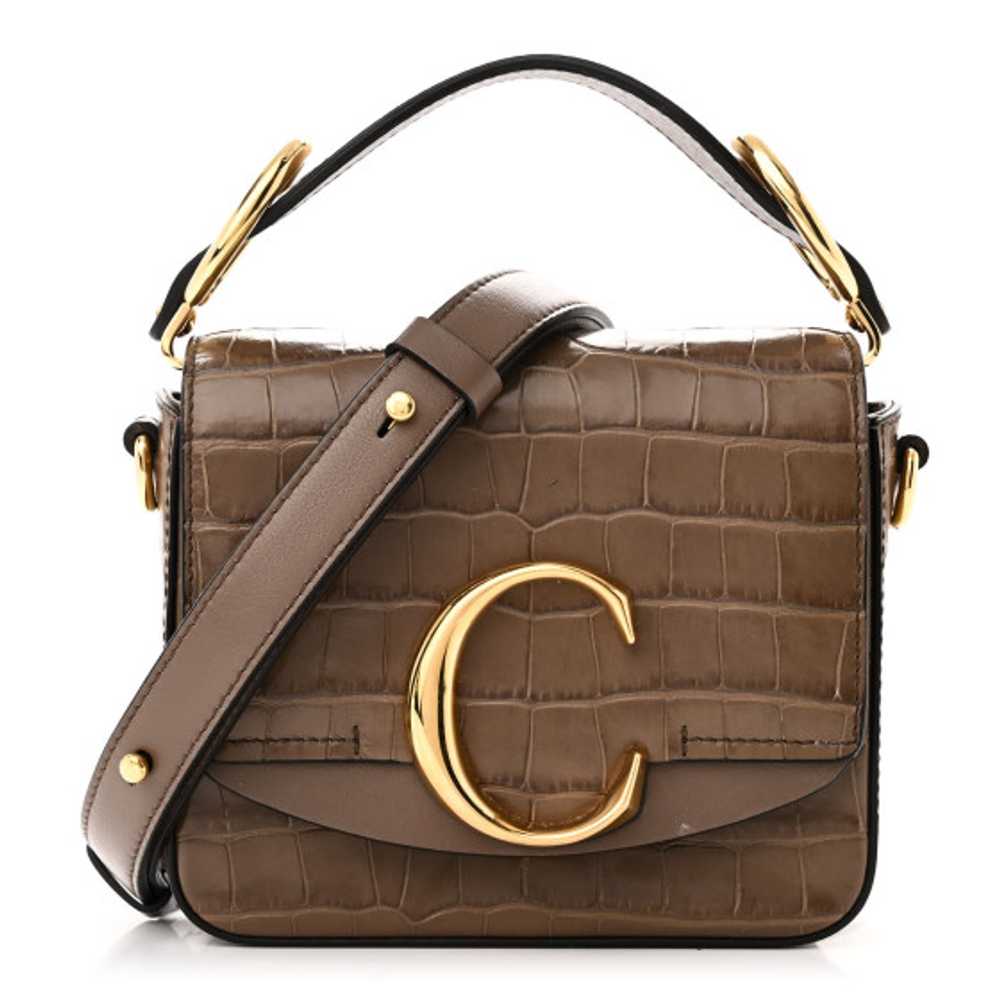 CHLOE Calfskin Crocodile Embossed Mini C Bag - image 1