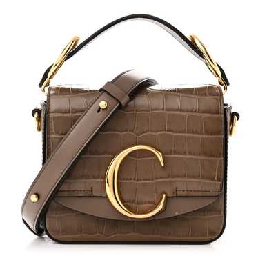 CHLOE Calfskin Crocodile Embossed Mini C Bag - image 1