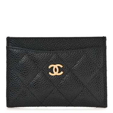 CHANEL Caviar Quilted Card Holder Black