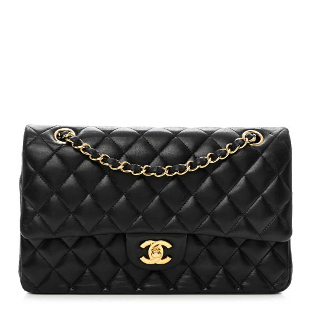 CHANEL Lambskin Quilted Medium Double Flap Black - image 1