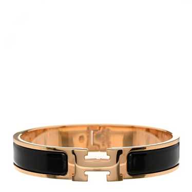 HERMES Enamel Narrow Clic Clac H Bracelet GM Black