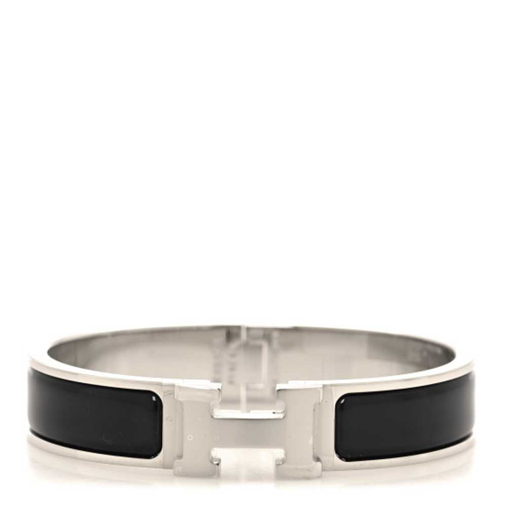 HERMES Enamel Narrow Clic Clac H Bracelet PM Black - image 1