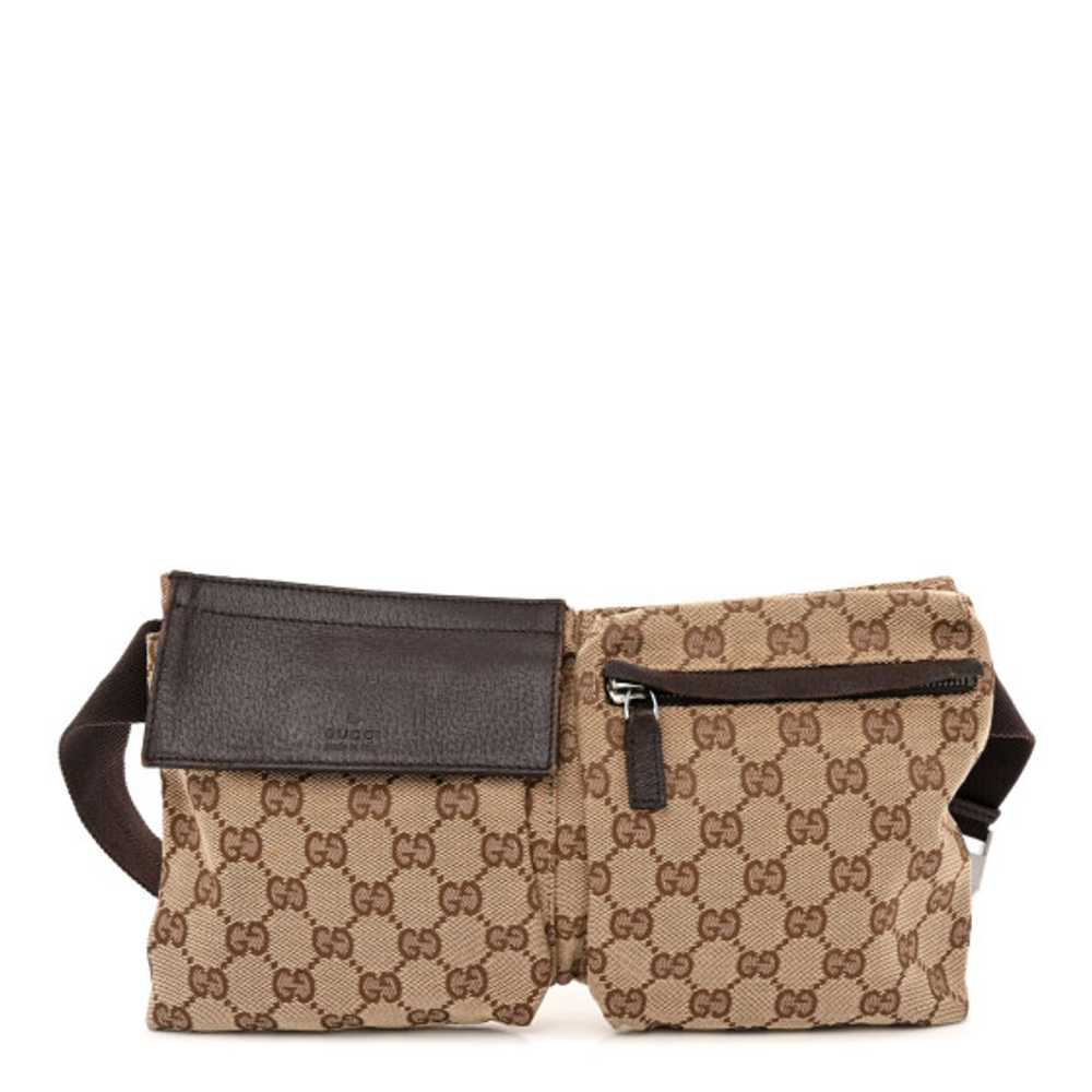 GUCCI GG Monogram Double Pocket Belt Bag Dark Bro… - image 1