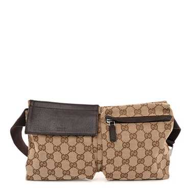 GUCCI GG Monogram Double Pocket Belt Bag Dark Bro… - image 1