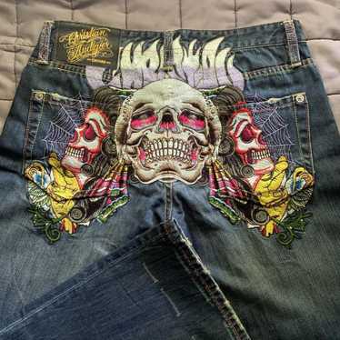 Ed Hardy Denim By Christian Audigier Skeleton Design Jeans deals Men Size 38 x 32 Worn