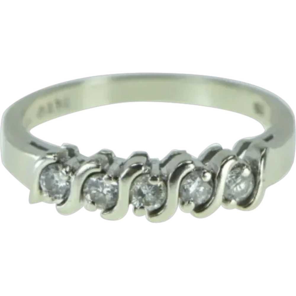 14K Five Stone Vintage Diamond Wedding Band Ring … - image 1