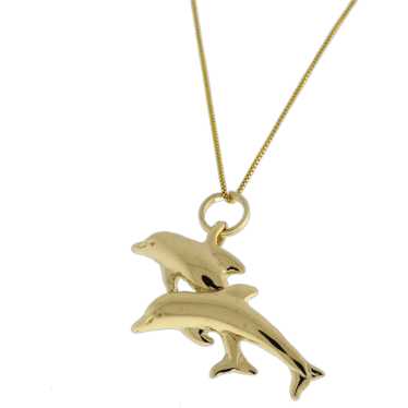 JCM 14k Yellow Gold 3 Dolphin Open Round Pendant popular