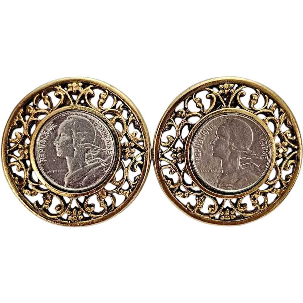 GJD Ginnie Johansen Designs Gold Tone Coin Clip O… - image 1