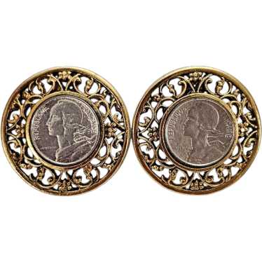 GJD Ginnie Johansen Designs Gold Tone Coin Clip O… - image 1