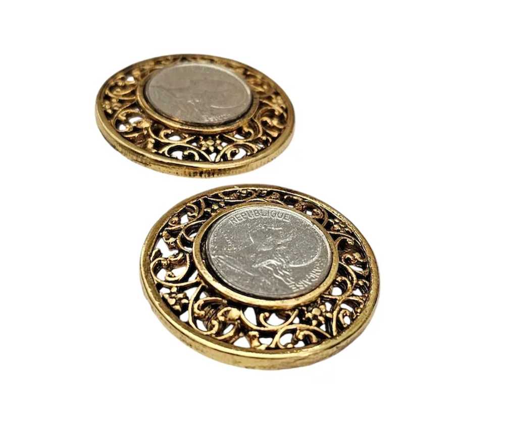 GJD Ginnie Johansen Designs Gold Tone Coin Clip O… - image 3