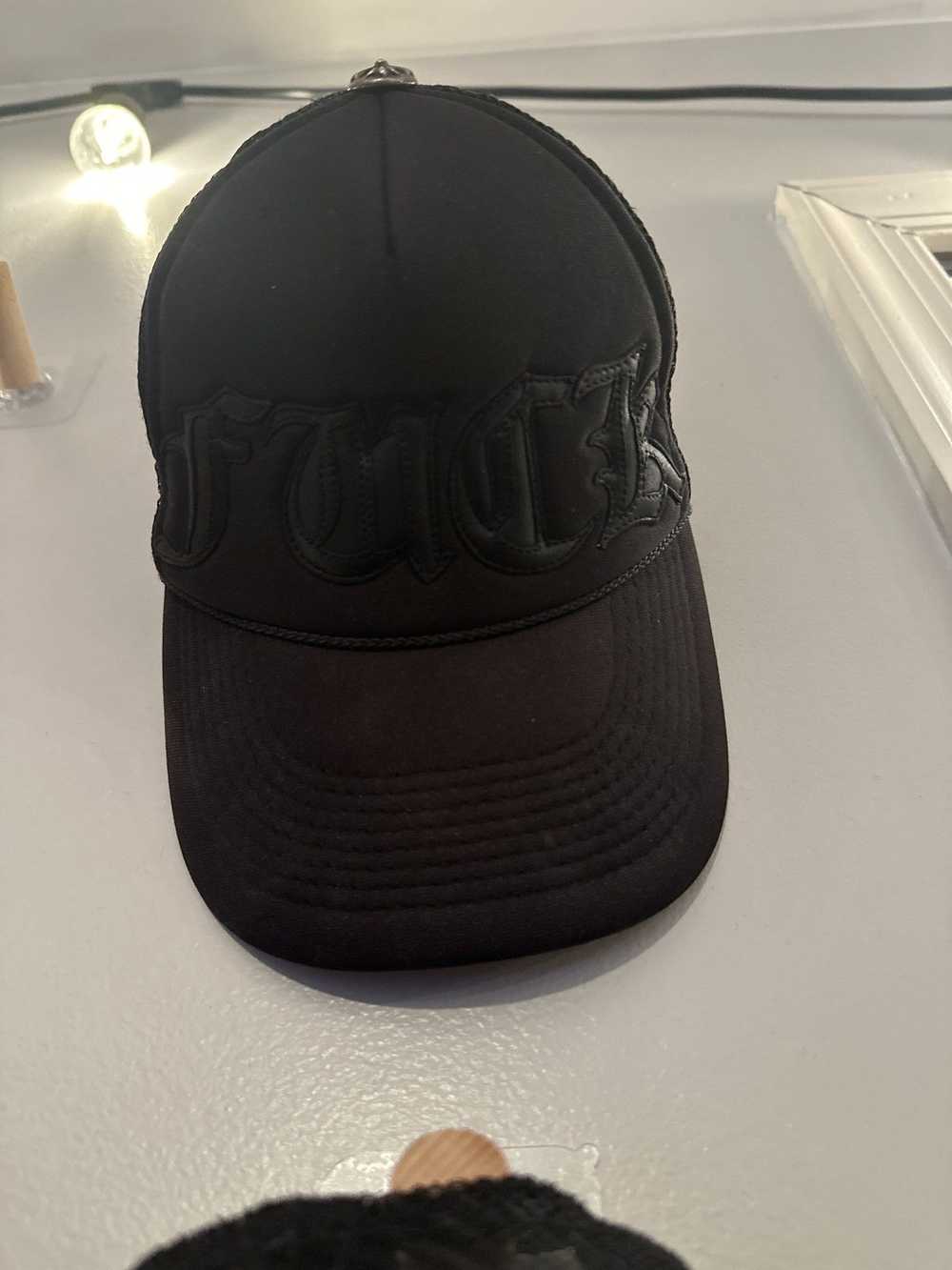 Chrome Hearts fuck leather trucker hat - image 1