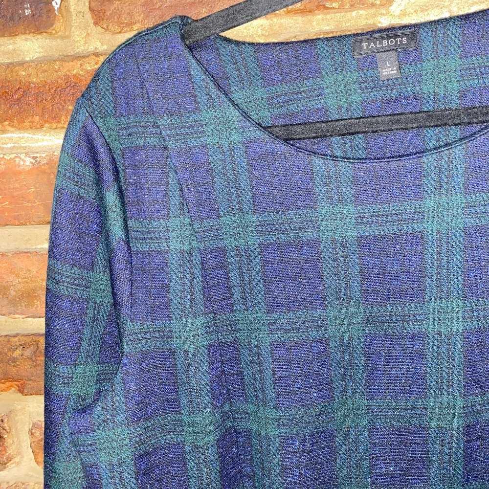 Other Talbots Green Blue Metallic Long Sleeve Blo… - image 3