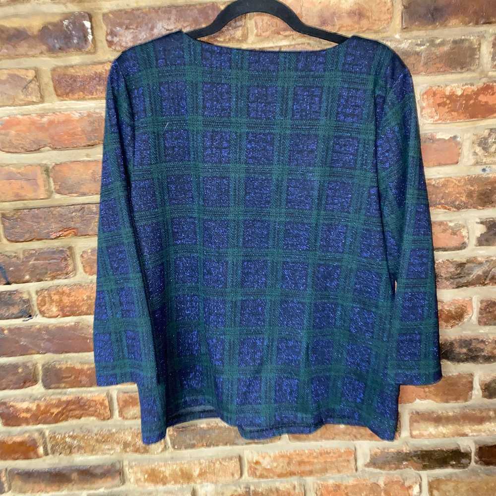 Other Talbots Green Blue Metallic Long Sleeve Blo… - image 8