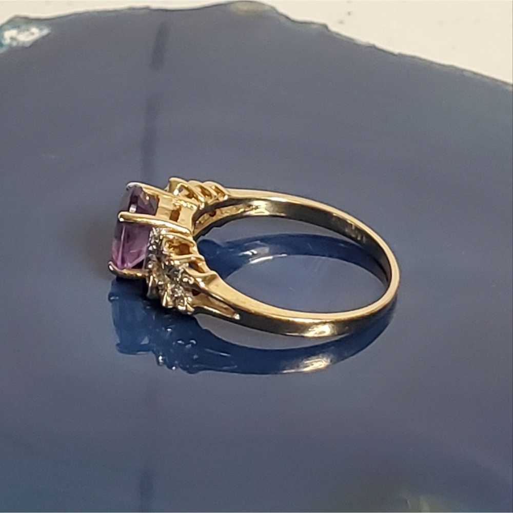 Designer 14K Fine Yellow Gold Amethyst Diamond Ac… - image 10