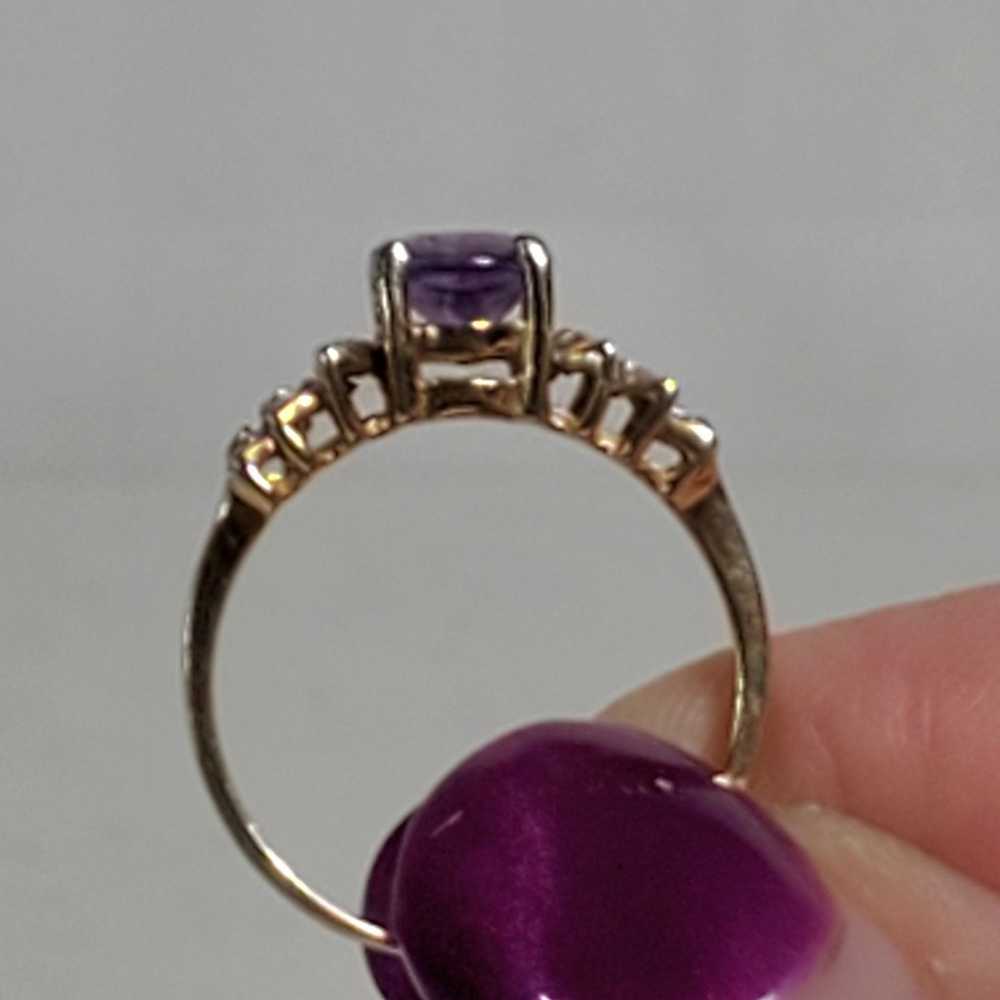 Designer 14K Fine Yellow Gold Amethyst Diamond Ac… - image 8