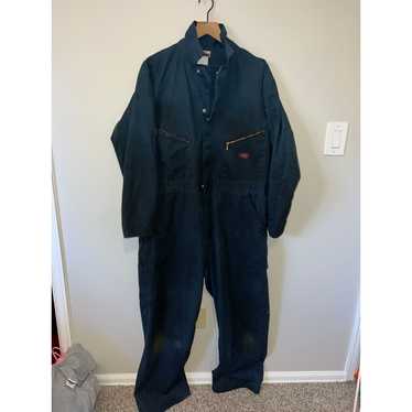 Vintage Insulated Work Coveralls M Blue sold Trashed Zipper Snap Pockets Patched