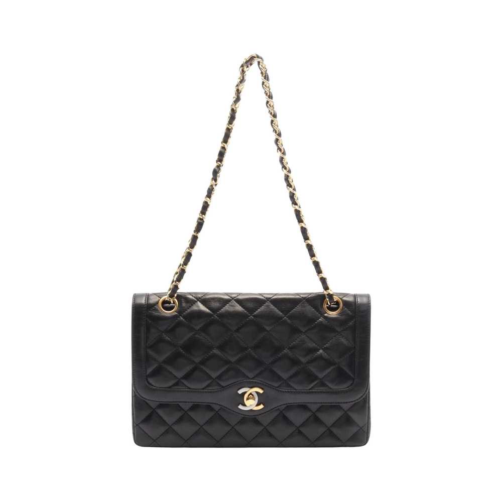 Chanel Double Flap Black Leather Shoulder Bag (Pr… - image 1