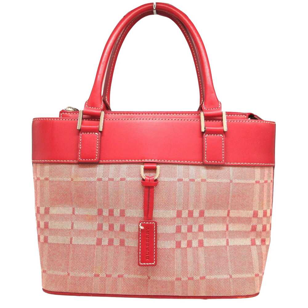 Burberry Nova Check Red Canvas Handbag (Pre-Owned) - image 1