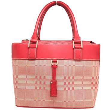 Burberry Nova Check Red Canvas Handbag (Pre-Owned) - image 1