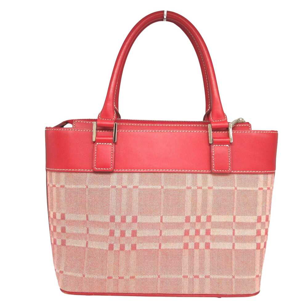 Burberry Nova Check Red Canvas Handbag (Pre-Owned) - image 2