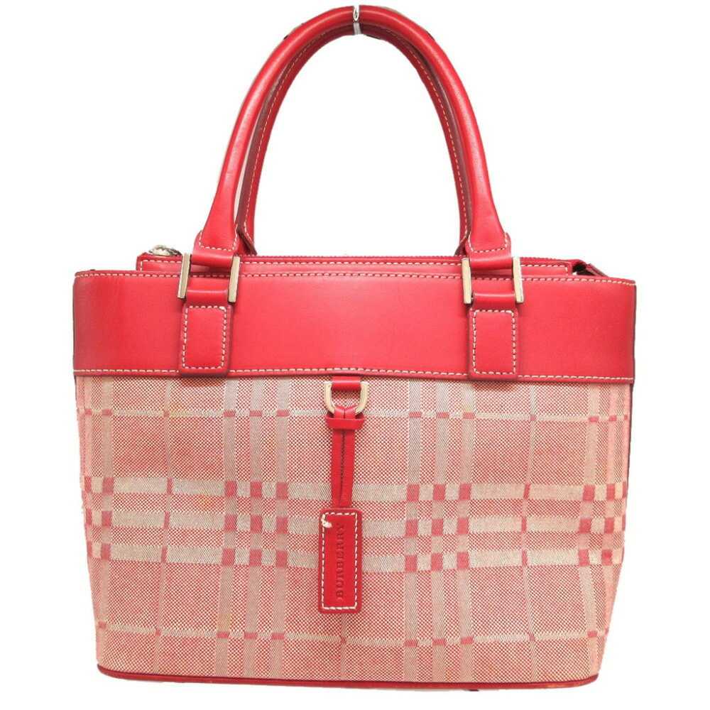 Burberry Nova Check Red Canvas Handbag (Pre-Owned) - image 8